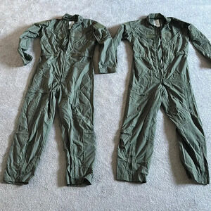 USAF Green Flyers Coveralls Conductive Fiber 42R EUC Maj. Patches